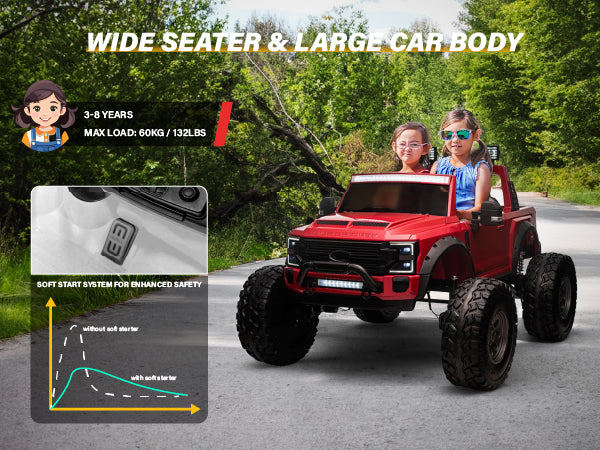Ford Super Duty F450 Monster Lifted Seaters 24V Ride-on Truck
