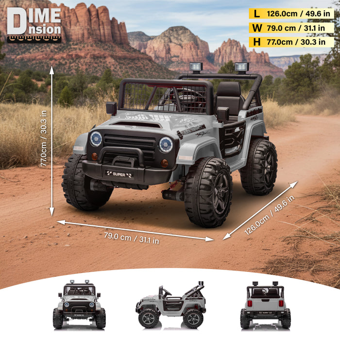 Voiture Jeep 2 places HAVOC 24 V pour enfants, jouet à monter avec portes ouvertes, lumières réalistes et télécommande