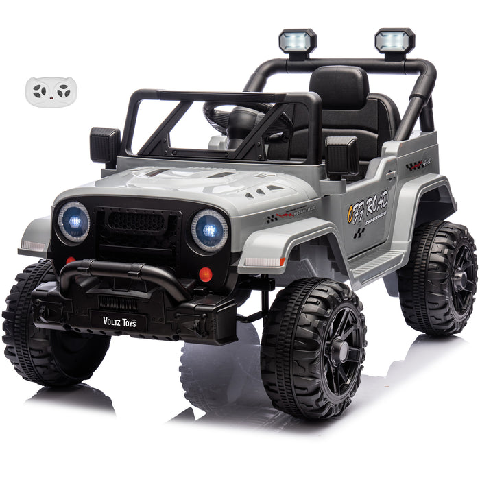 Jeep 12V Kids Ride On Car Toy with Open Doors, Realistic Lights and Remote Control