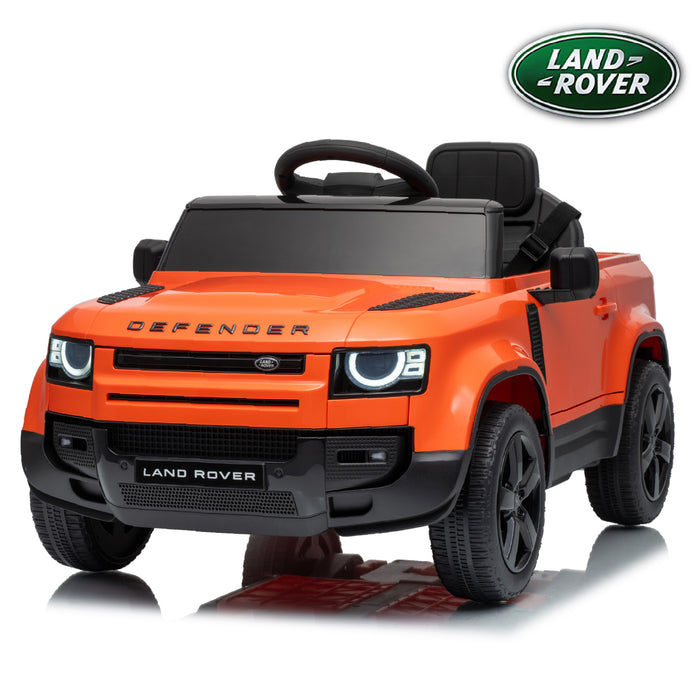 Orange Land Rover Defender 110 12V kids ride-on car