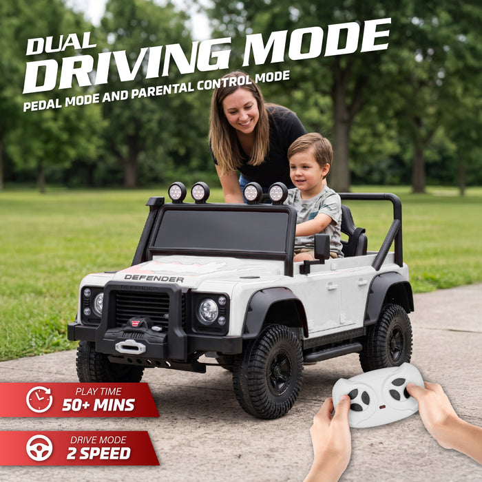 Officially licensed Land Rover Defender 24V single-seat kids ride-on car in green