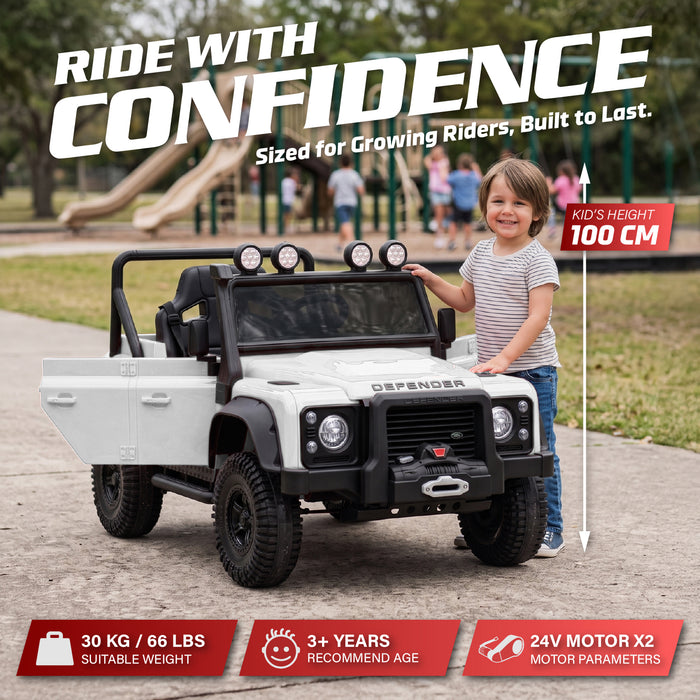 Land Rover Defender ride-on car driving modes, parental remote control and two speeds