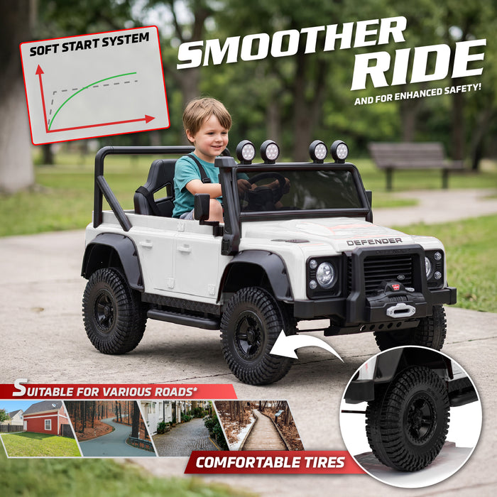 on-car-capacity.jpgLand Rover Defender single-seat ride-on car for ages 3 and older with 30 kilogram capacity
