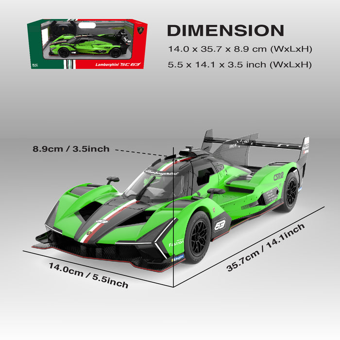 Lamborghini SC63 LMDH RC Car 1/14 Scale Licensed Remote Control Toy Car by Rastar