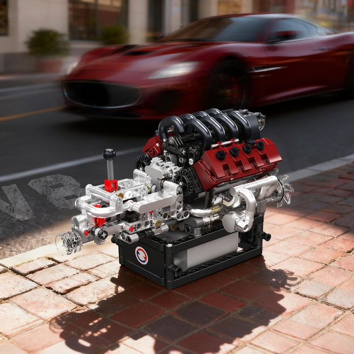 Mould King V8 Engine Building Kit That Runs - 787PCS STEM Engineering Model