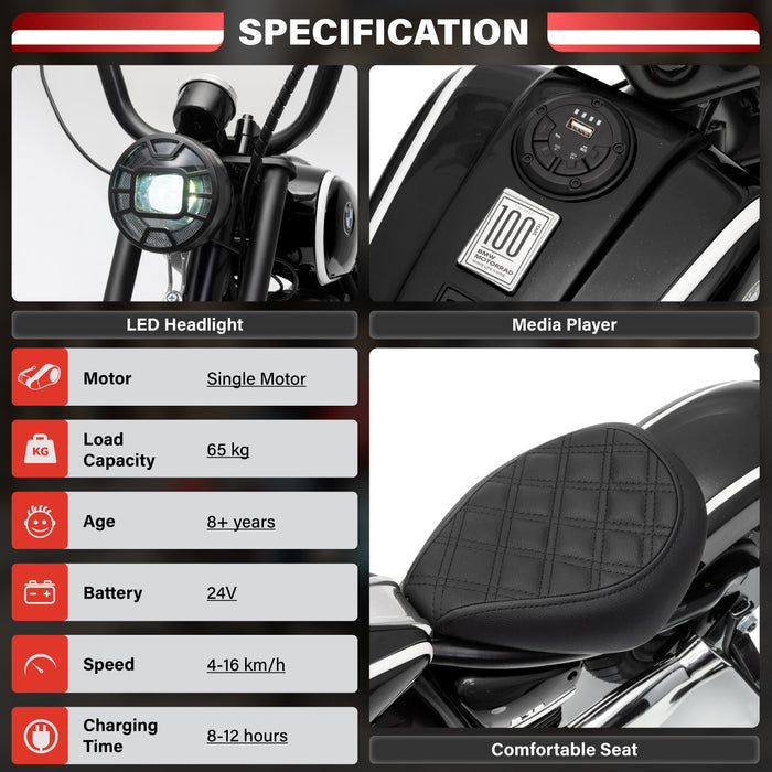 official licensed BMW R 18 24V kids ride on motorcycle black