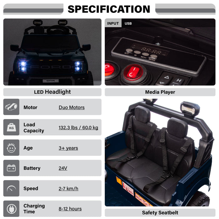 Official licensed Ford F-150 Raptor kids ride on car with parental remote