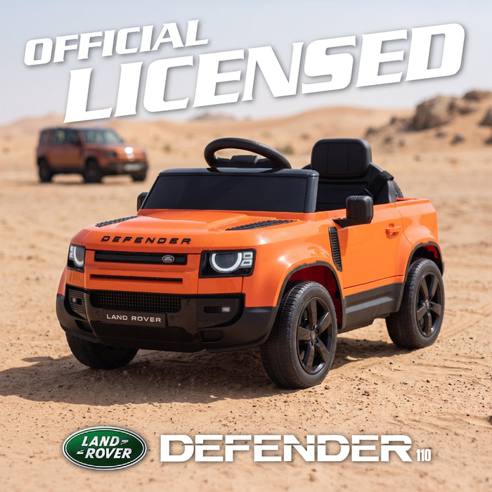 Official licensed orange Land Rover Defender 110 kids ride-on car