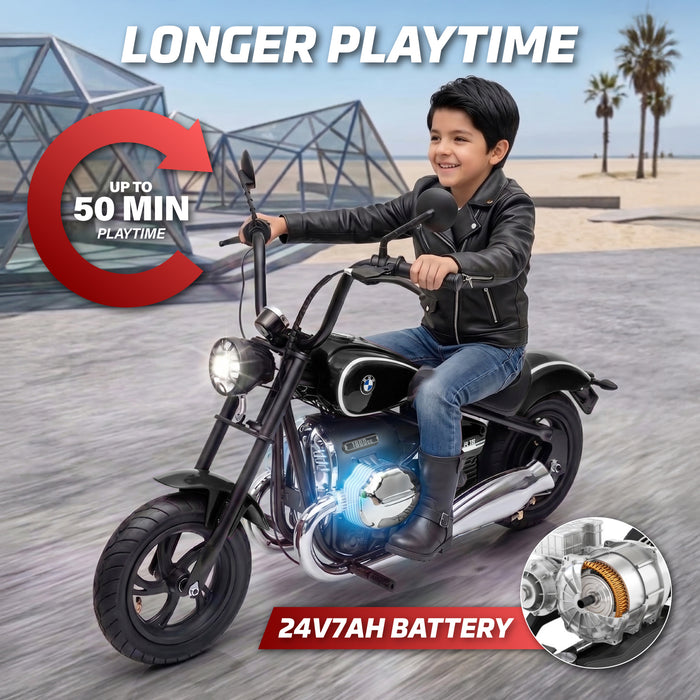 officially licensed BMW kids motorcycle black cruiser style ride on toy