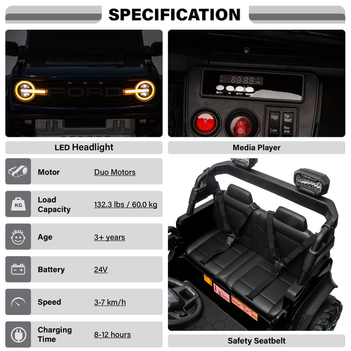 Officially licensed Ford Bronco Raptor kids ride on car with leather seats