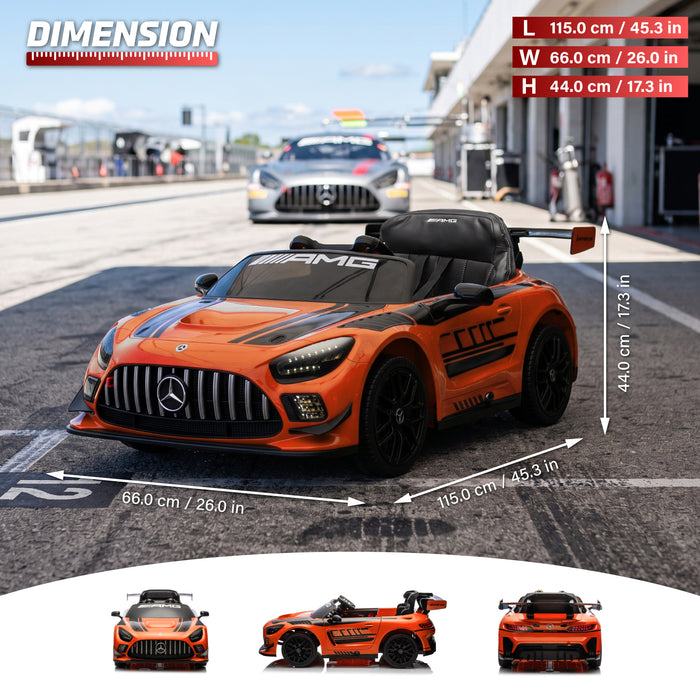 Licensed Mercedes-AMG GT3 24V Kids Ride-On Car with Remote and Leather Seat