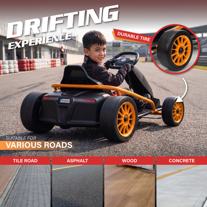 Go Kart 24V High-Speed Outdoor Racer Drifter with Seat Belt