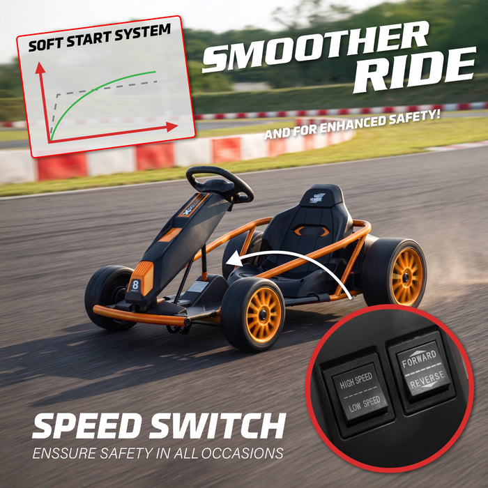 Go Kart 24V High-Speed Outdoor Racer Drifter with Seat Belt