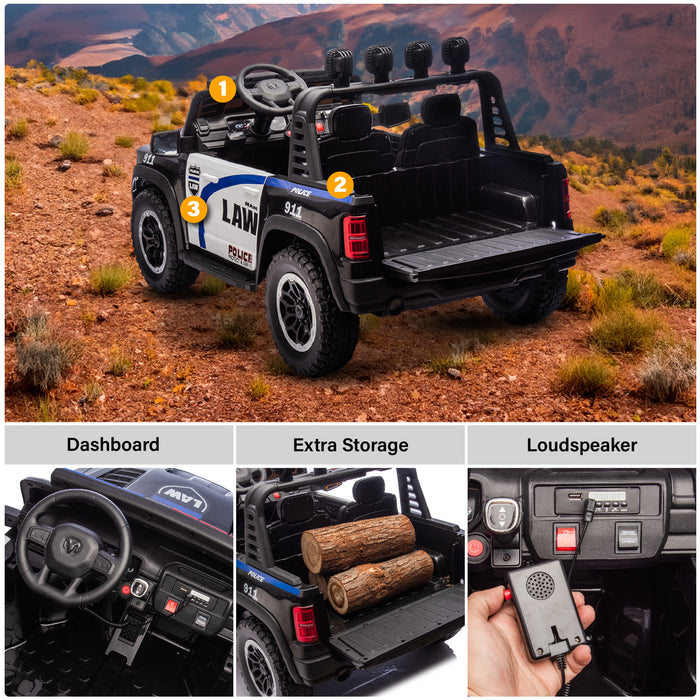 Voltz Toys Licensed RAM 24V 2 Seater Police Ride-On Truck for Kids [Limited Edition]