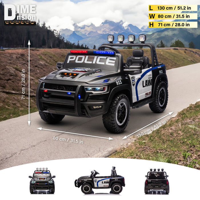 Voltz Toys Licensed RAM 24V 2 Seater Police Ride-On Truck for Kids [Limited Edition]