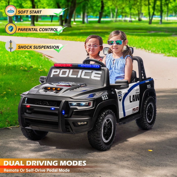 Voltz Toys Licensed RAM 24V 2 Seater Police Ride-On Truck for Kids [Limited Edition]