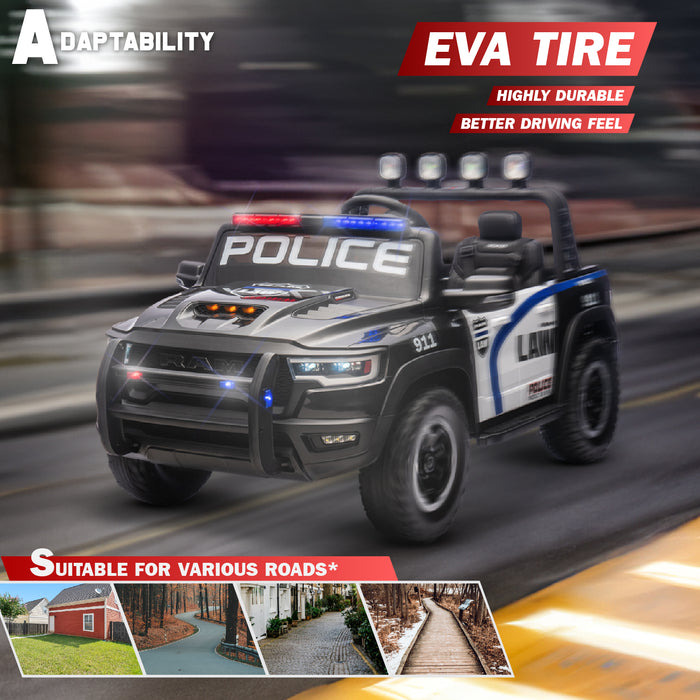 Voltz Toys Licensed RAM 24V 2 Seater Police Ride-On Truck for Kids [Limited Edition]