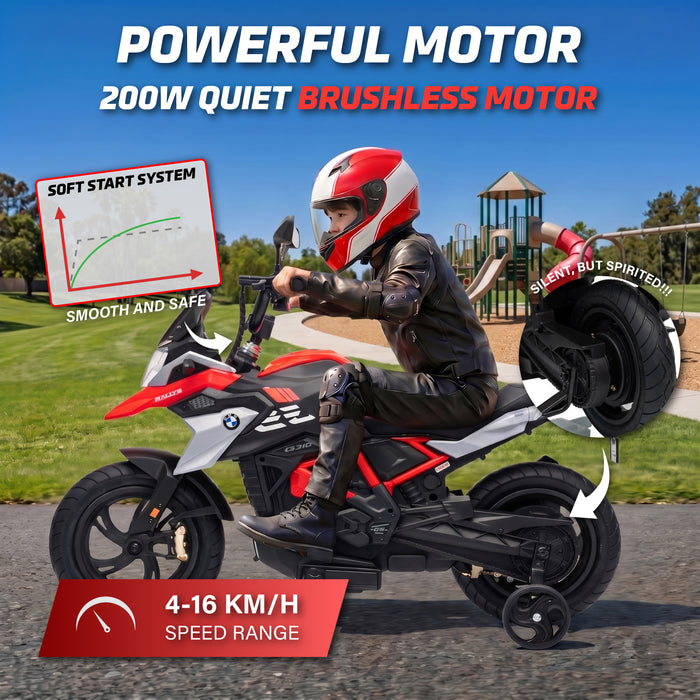 Official Licensed BMW G310 24V Kids Ride-On Motorcycle with Auxiliary Wheels