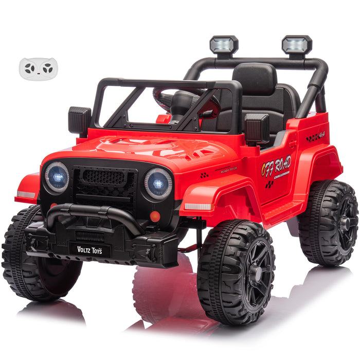 Jeep 12V Kids Ride On Car Toy with Open Doors, Realistic Lights and Remote Control