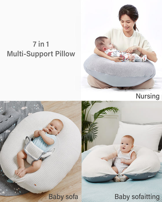 Unilove Hopo 7-in-1 Pregnancy & Nursing Pillow, C-Shape - Oreiller de Corps, Support for Back, Hips, Legs, Belly