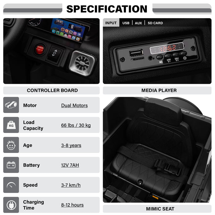 Voiture Mercedes-Benz AMG G63 12V avec télécommande et siège en cuir, sous licence