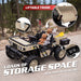 Vanguard UTV large storage space feature image, 24V kids electric ride-on car with rear cargo area, 2-seater off-road utility vehicle style, and practical outdoor play design.