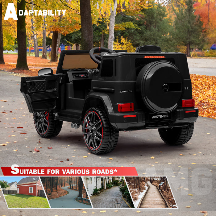 Voiture Mercedes-Benz AMG G63 12V avec télécommande et siège en cuir, sous licence