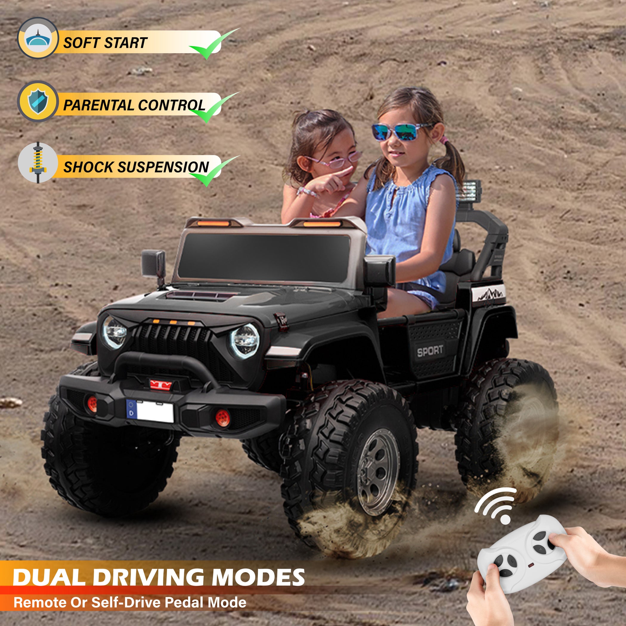 2025 NEW Kids Ride-On Jeep Truck - 2-Seater Electric Car - VoltzToys ...