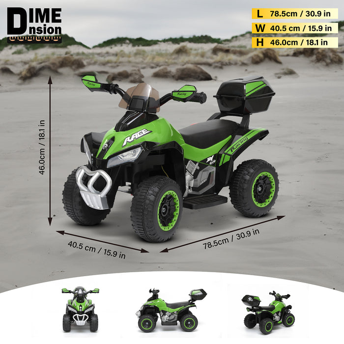 Black and Green Voltz Toys Kids 6V Electric Ride-On ATV Quad
