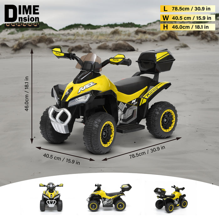 Yellow Voltz Toys Ride-On ATV Quad with LED Lights and Storage