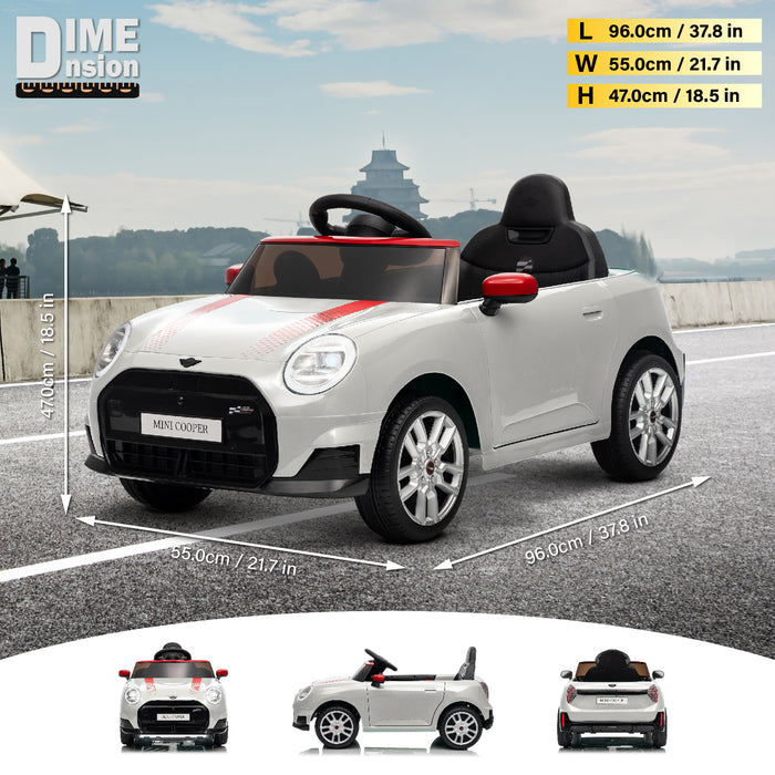 Licensed Mini Cooper Ride On Car for Kids, 12V Electric Battery Powered Vehicle with Remote Control, LED Lights, MP3 Player & Transport Wheels, Gift for Boys & Girls Ages 3+