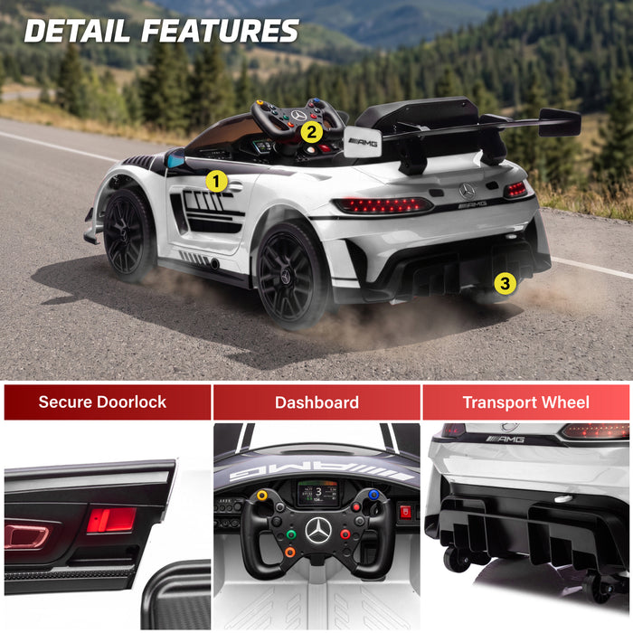 Licensed Mercedes-AMG GT3 24V Kids Ride-On Car with Remote and Leather Seat