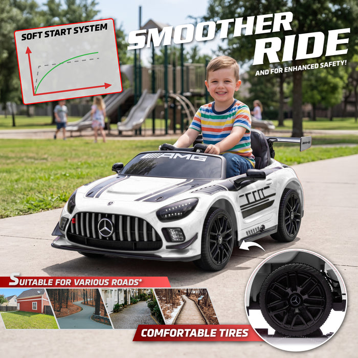 Licensed Mercedes-AMG GT3 24V Kids Ride-On Car with Remote and Leather Seat