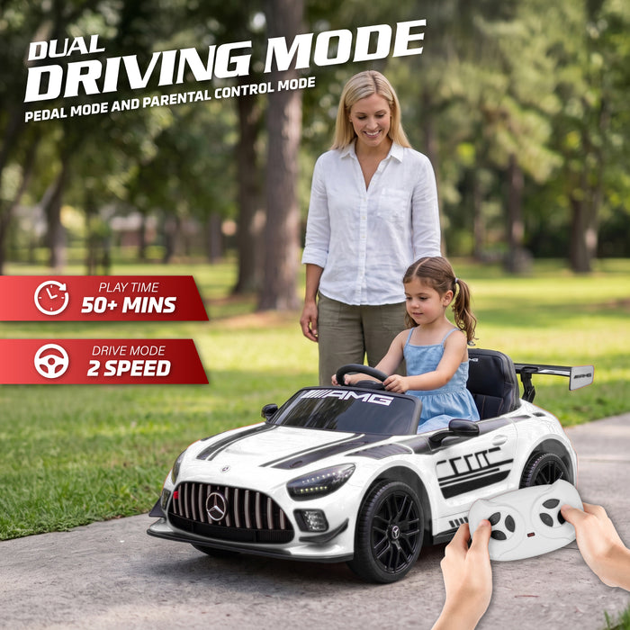 Licensed Mercedes-AMG GT3 24V Kids Ride-On Car with Remote and Leather Seat
