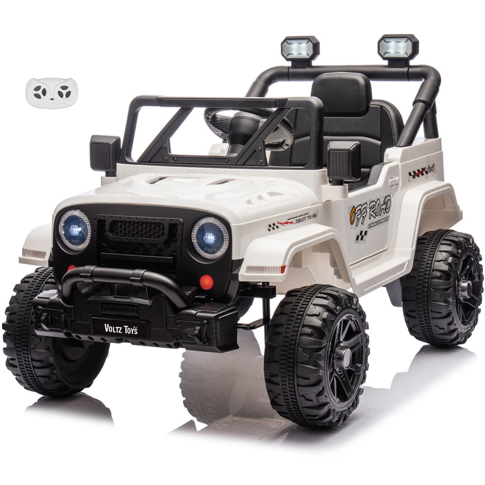 Jeep 12V Kids Ride On Car Toy with Open Doors, Realistic Lights and Remote Control