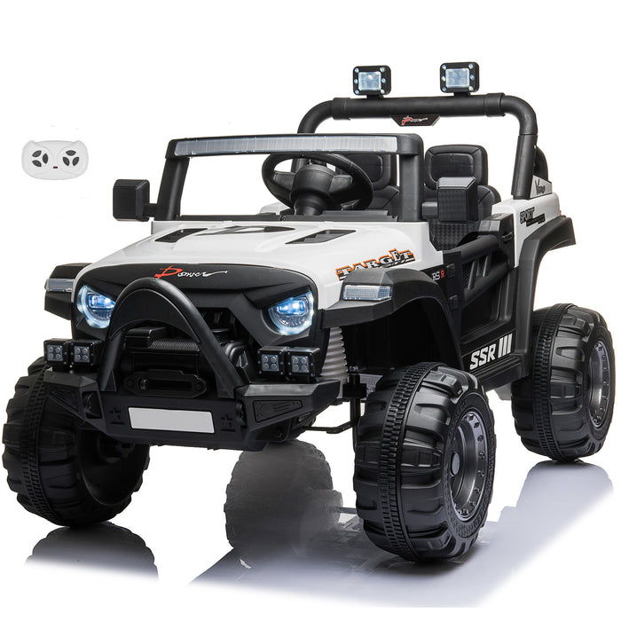 Jeep avec Angry Face Grill 12V Kids Ride On Car Toy avec portes ouvertes, lumières réalistes et télécommande