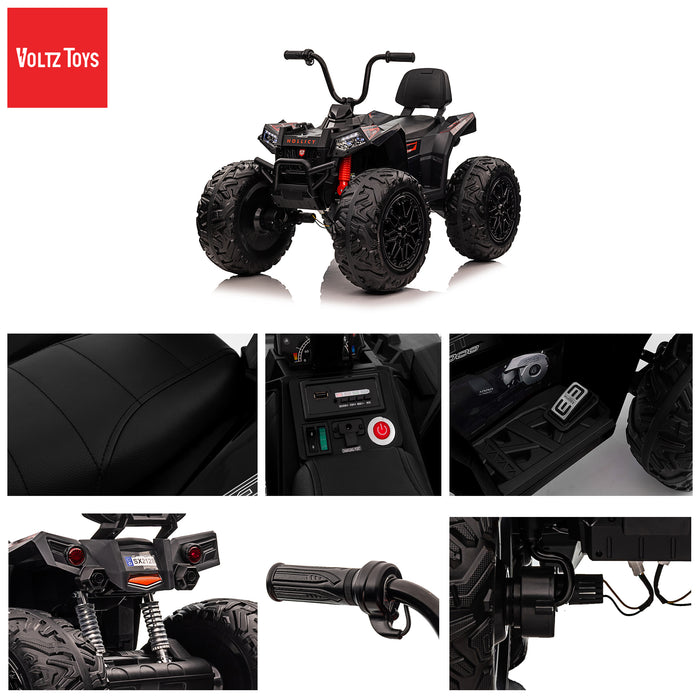 Monster ATV 4x4 tout-terrain réaliste 24 V avec accélérateur manuel, pédale de frein et pneus EVA