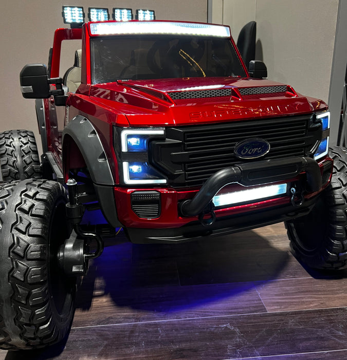 Ford Super Duty F450 Monster Lifted 2 Seaters 24V Ride-on Truck with Big EVA Tires, Remote Control, and Fan Function, Licensed