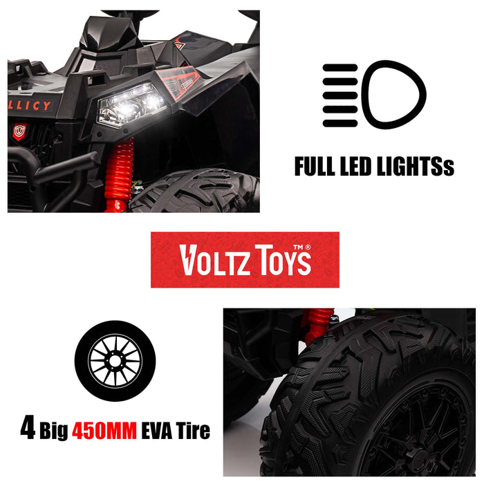 VTT 4x4 tout-terrain réaliste 12 V avec accélérateur manuel, pédale de frein et pneus EVA