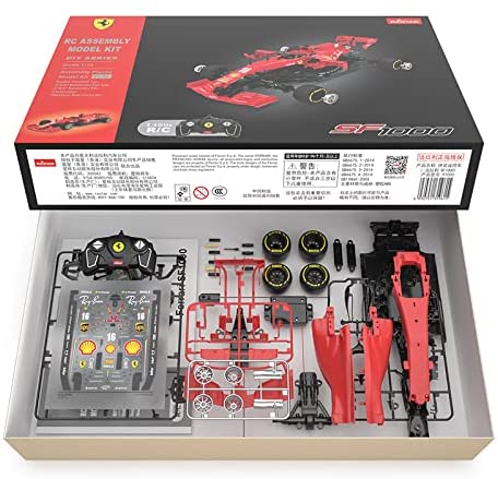 Ferrari SF1000 F1 Supercar Echelle 1/16 Kit de construction DIY sous licence avec télécommande et autocollants de personnalisation par Rastar, 65pcs