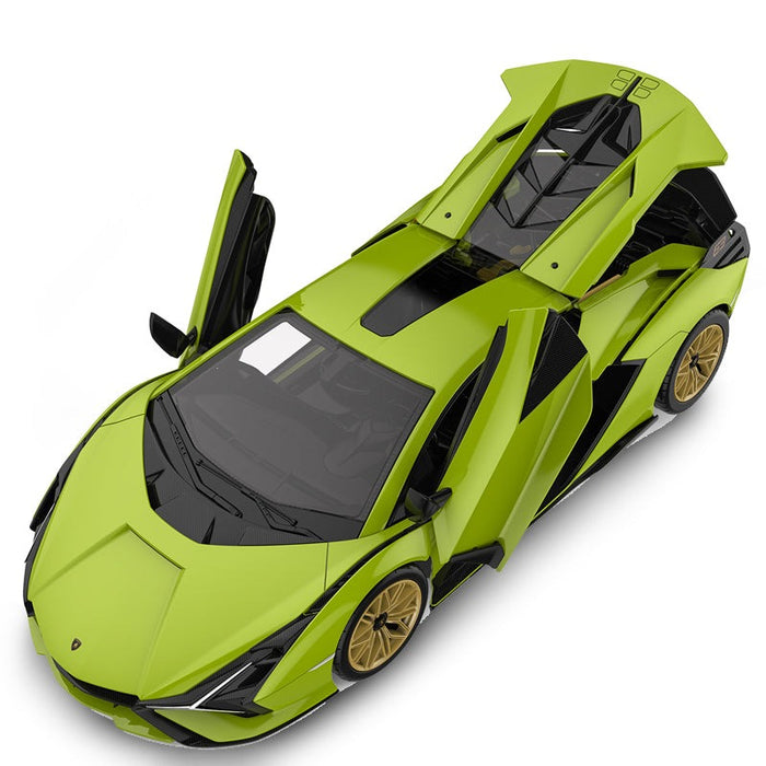 Lamborghini Sian Echelle 1/18 Kit de construction DIY sous licence avec télécommande et autocollants de personnalisation par Rastar, 72 pièces