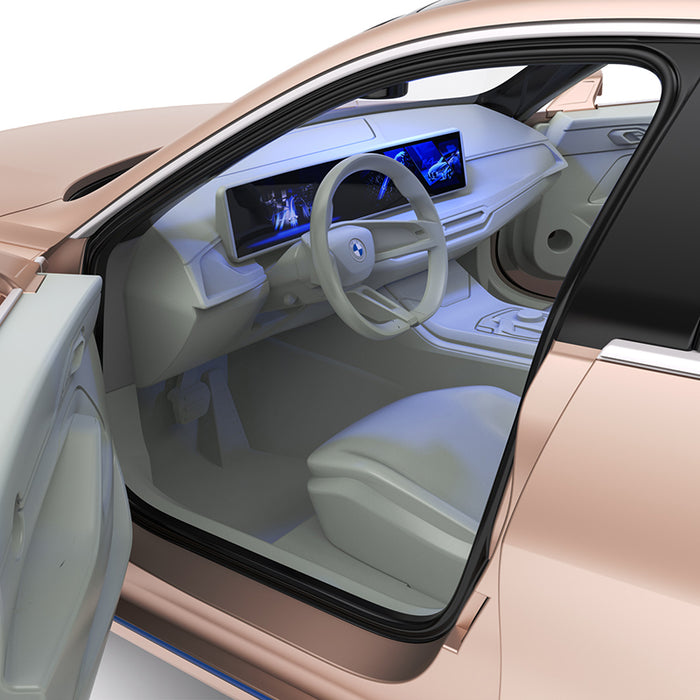 Voiture télécommandée BMW i4 RC à l'échelle 1/14 avec portes ouvertes et éclairage intérieur fonctionnel par Rastar