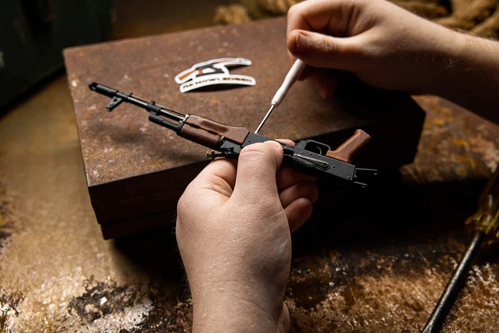 Miniature 1:3 Scale Model Mini AK47 Diecast Metal Building Kit - Black