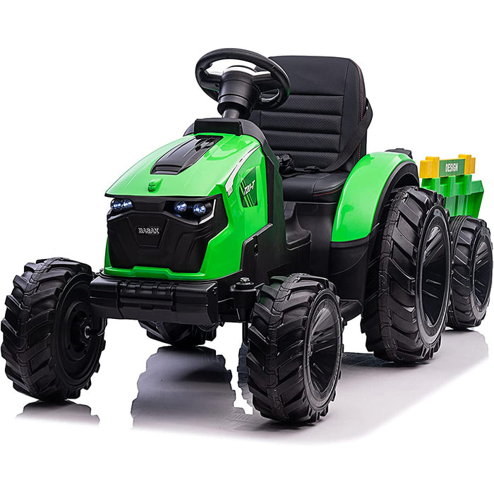 Realistic Farm Tractor 12V Agricultural Vehicle with Tipper Trailer and EVA Tires