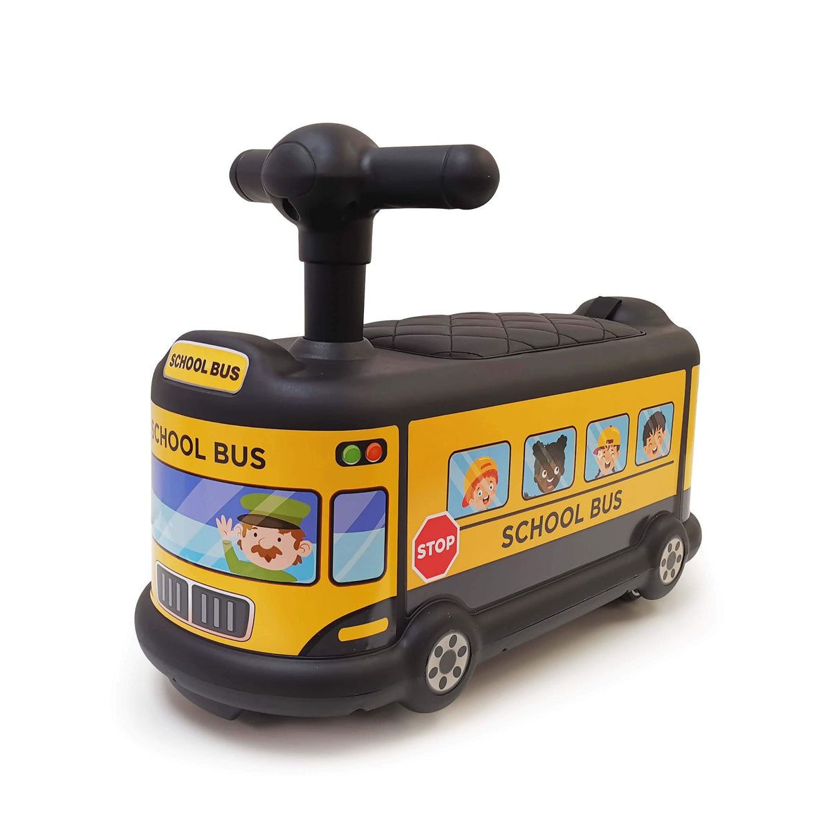 Voltz Toys School Bus Ride On Push Car Foot To Floor Toy For Kids And Toddlers - Yellow
